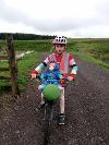 Primary 5 pupil, Hazel, practising cycling skills during a Bikeability session